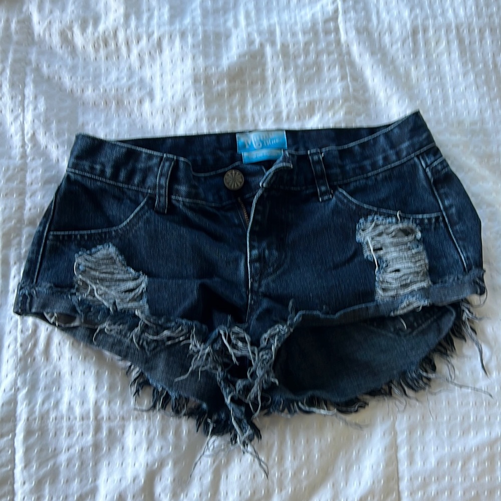 Show me your Mumu distressed black “cut off” shorts